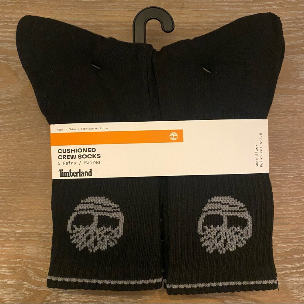 TIMBERLAND Cushioned Crew Socks - BLACK (5-pack)